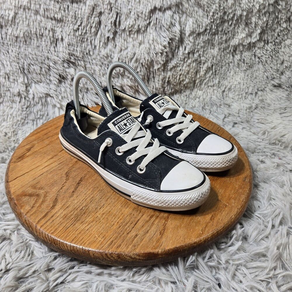 Converse All Star Low Black Canvas Elastic Back Lace Up Sneaker Womens Size 7